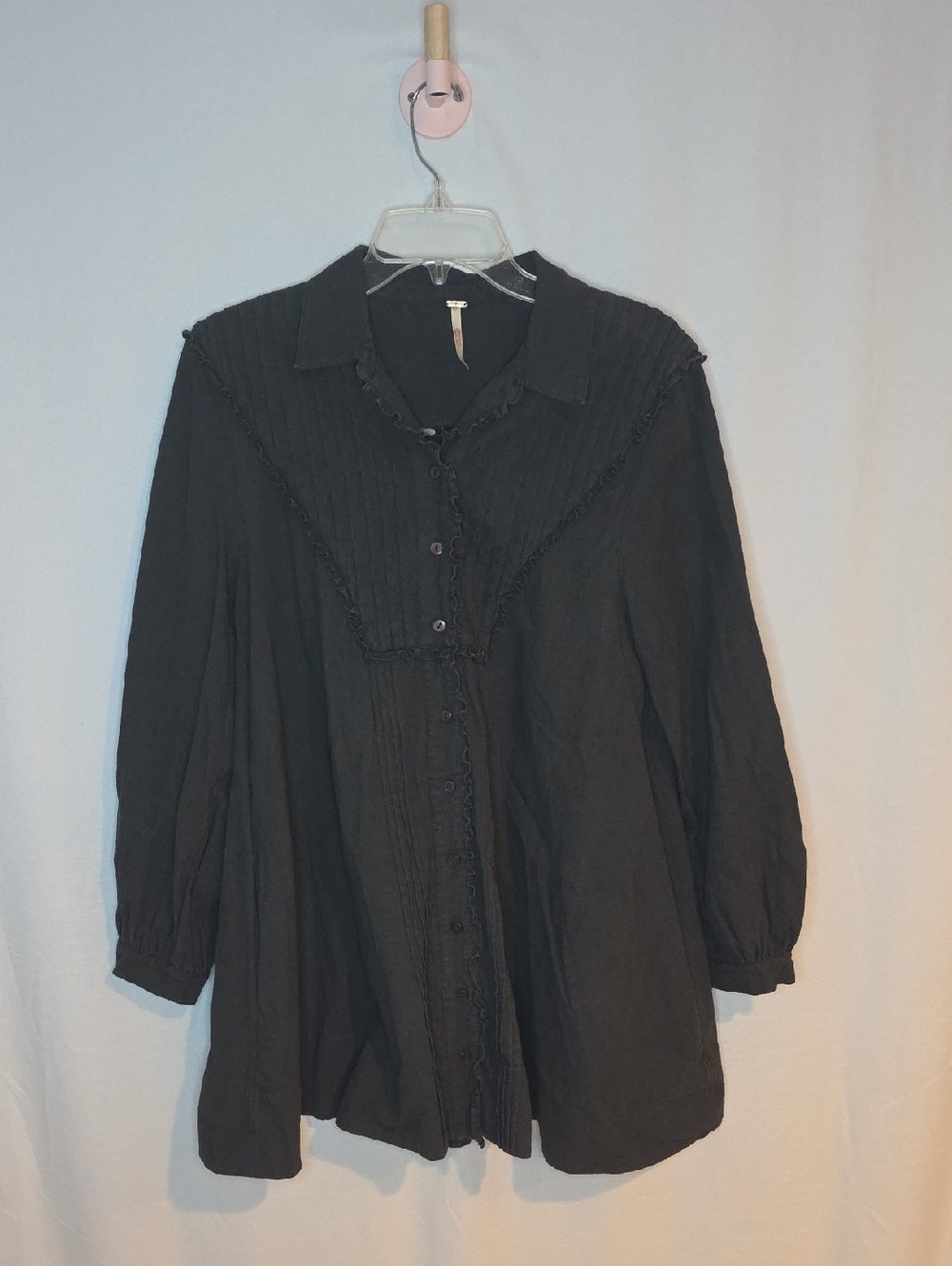 Free People Charcoal Tunic with Branded Metal Tag